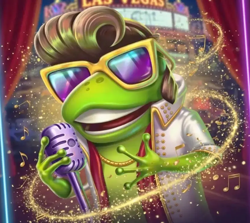 Frog singer pokie character