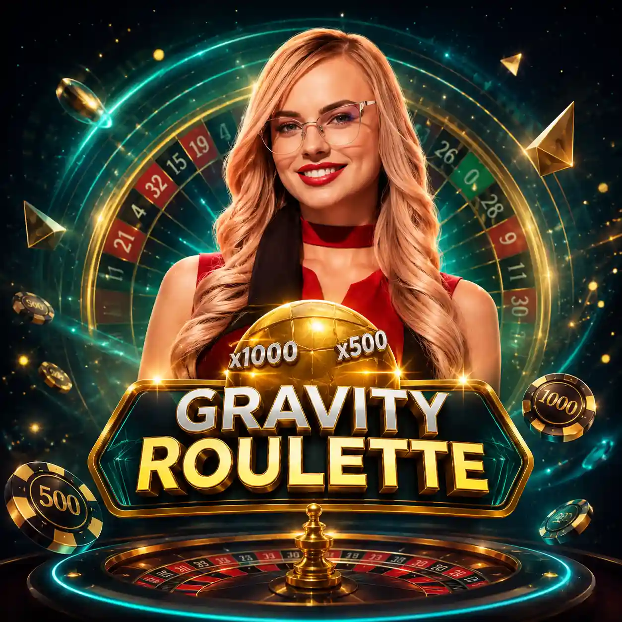 Blonde dealer at roulette wheel