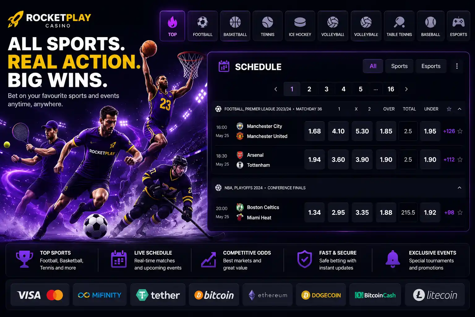 RocketPlay sports book and schedule